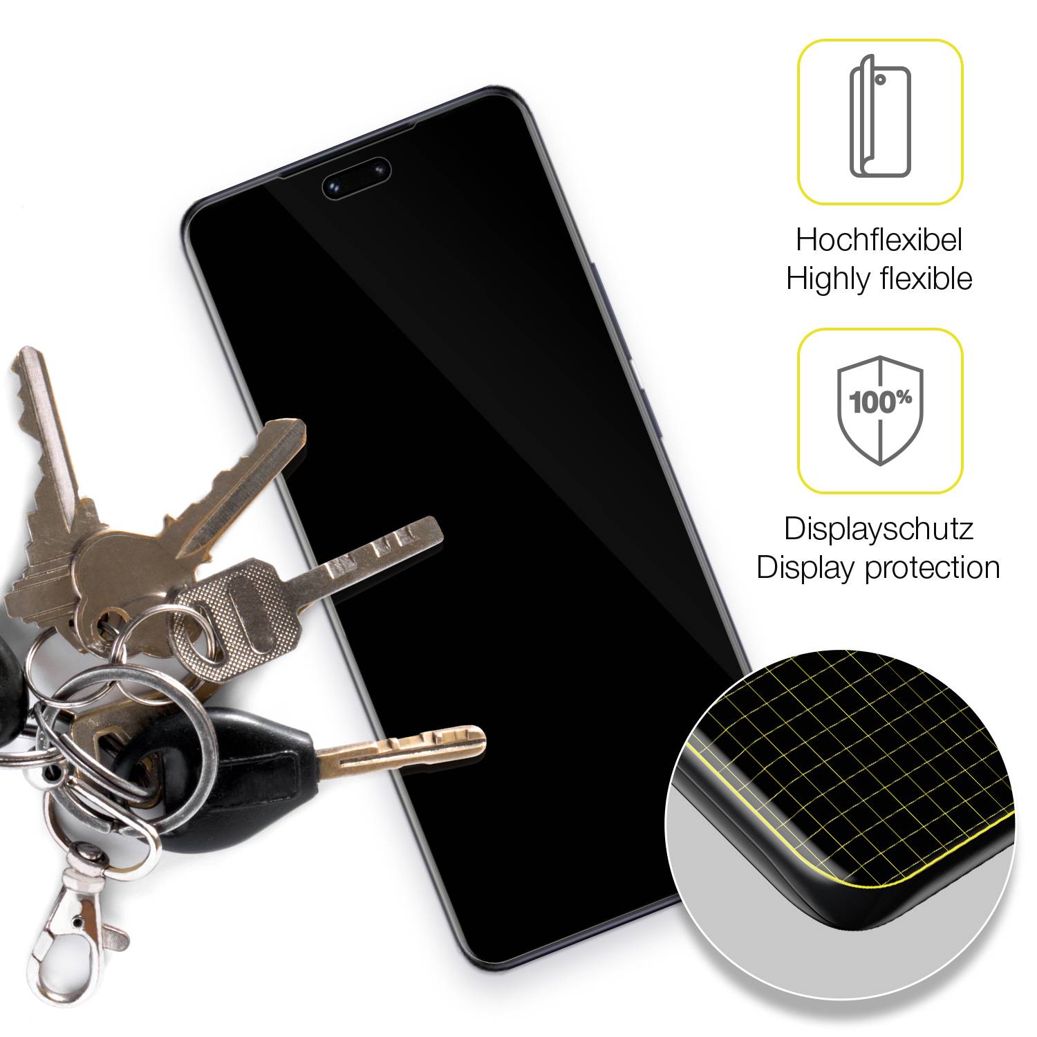 Dipos FLEX 3 Pellicole Protettive Per Xiaomi Mi Max 3 – Copertura Totale Schermo Curvo, Antiurto, Made In Germany